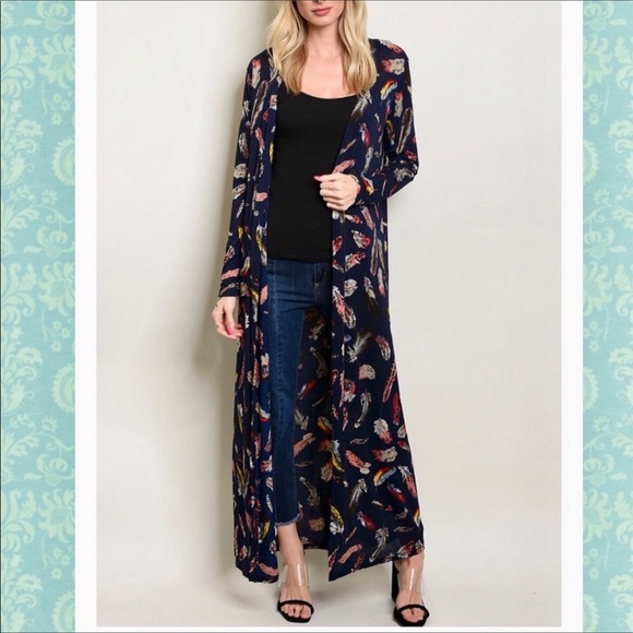 ✨BoHo Navy Feather Cardigan✨ - Picture 1 of 4